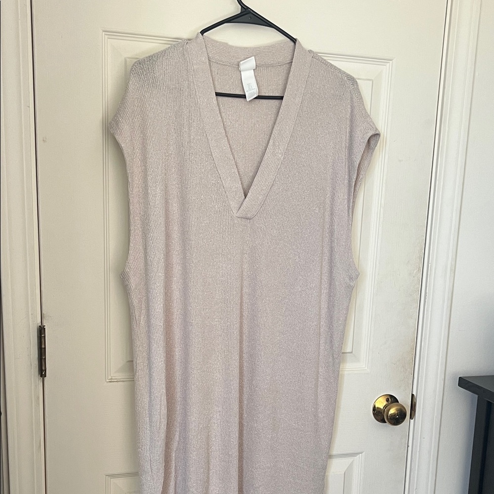 Sleeveless V-Neck Dress in Beige